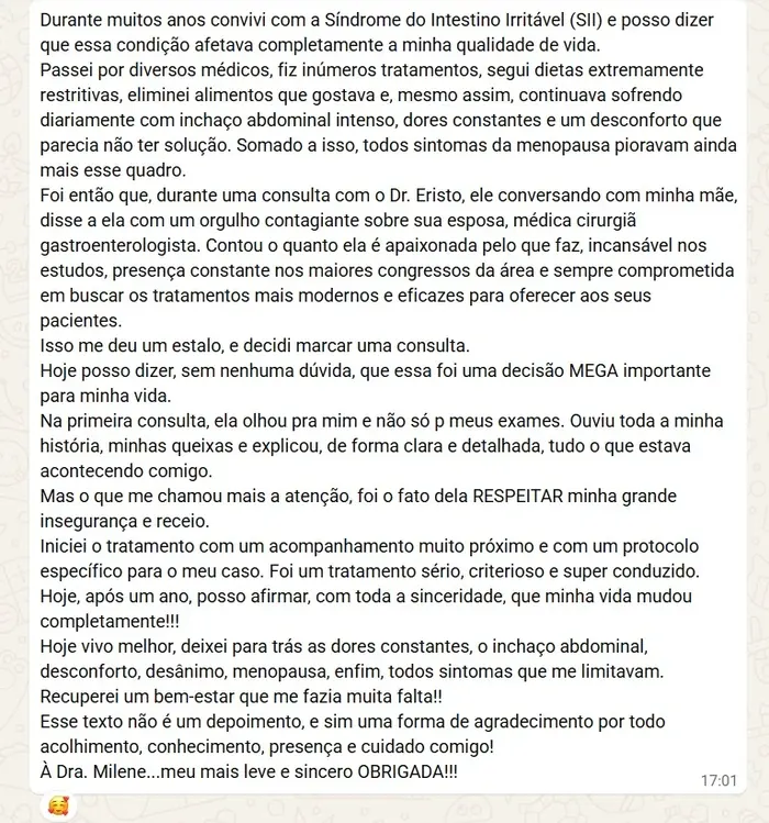 Relato enviado por paciente